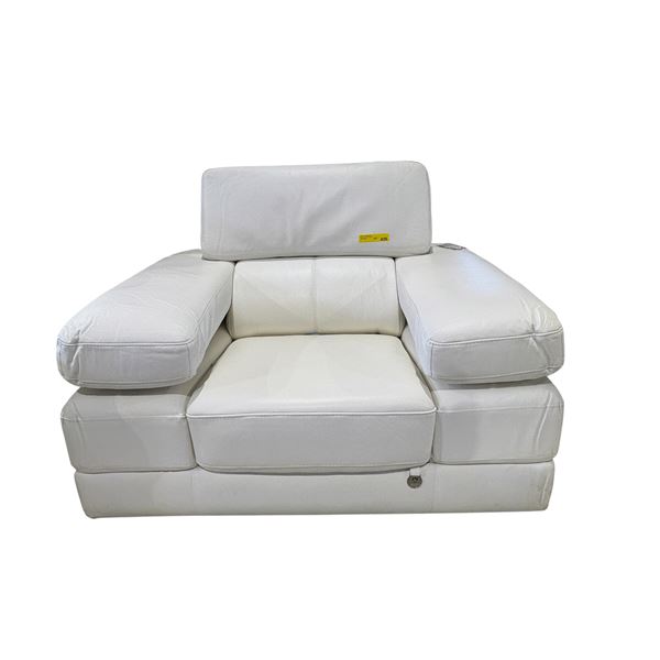 Mazarian Designer White Leather Lounge Chair - Ultra-Modern Minimalist Seating