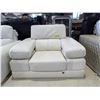 Image 2 : Mazarian Designer White Leather Lounge Chair - Ultra-Modern Minimalist Seating