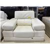 Image 4 : Mazarian Designer White Leather Lounge Chair - Ultra-Modern Minimalist Seating