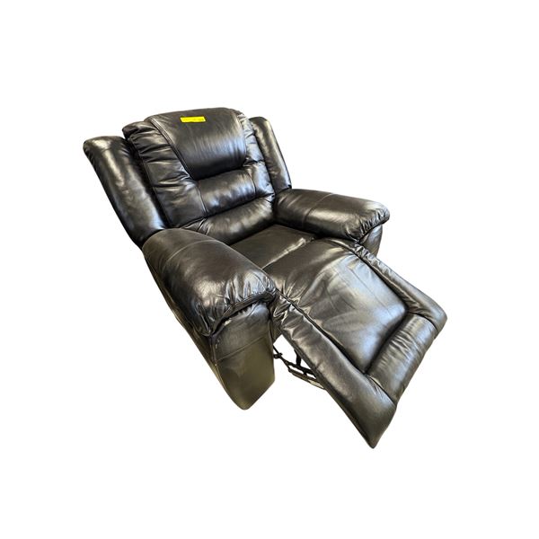 Amax Leather - Premium Black Leather Recliner - Plush Overstuffed Design & Pillow-Top Arms