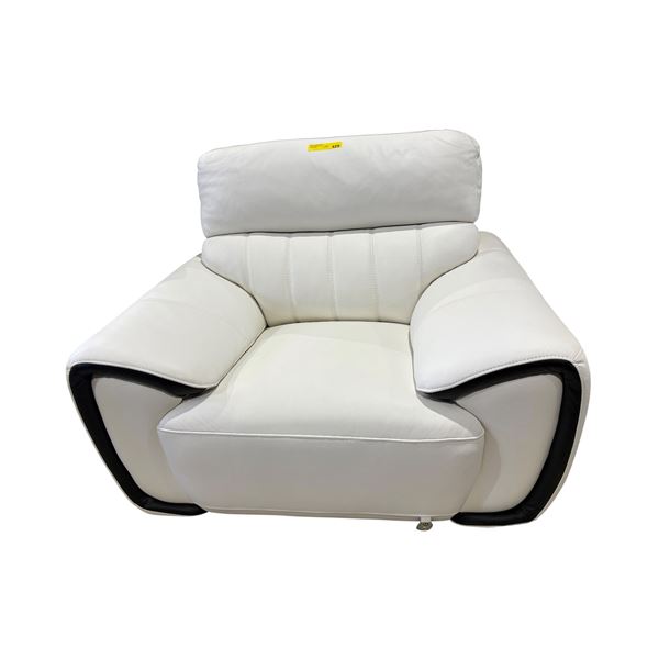 Mazarian Matisse Milano Style Designer Accent Chair - White/Black Leather