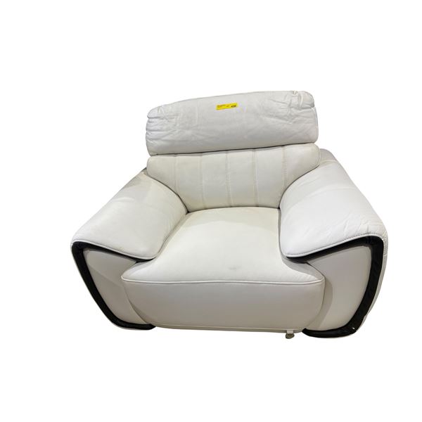 Mazarian Matisse Milano Style Designer Accent Chair - White/Black Leather