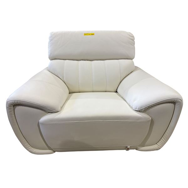 Mazarian Modern All-White Leather Armchair - Sleek "Jude" Flared Design