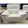 Image 2 : Mazarian Modern All-White Leather Armchair - Sleek "Jude" Flared Design