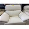 Image 3 : Mazarian Modern All-White Leather Armchair - Sleek "Jude" Flared Design