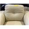 Image 3 : Mazarian Modern Cream & Brown Leather Armchair - Bold Two-Tone "Jude" Design
