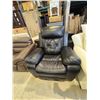 Image 3 : Amax Leather Modern Black & White Manual Rocker Recliner - Two-Tone "Jude" Flared Design