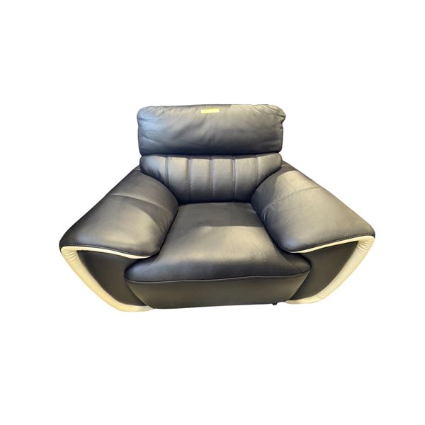 Mazarian Modern Italian-Style Black Club Chair - Flared Two-Tone Silhouette