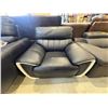 Image 2 : Mazarian Modern Italian-Style Black Club Chair - Flared Two-Tone Silhouette