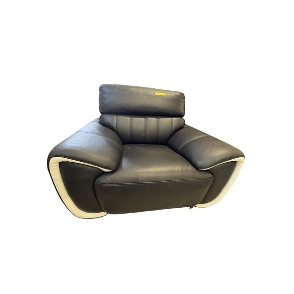 Mazarian Modern Italian-Style Black Club Chair - Flared Two-Tone Silhouette