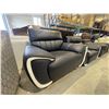 Image 2 : Mazarian Modern Italian-Style Black Club Chair - Flared Two-Tone Silhouette