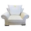 Image 1 : Mazarian Modern White Leather Armchair - Oversized Scroll Arms & Plush Back Cushion