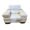 Image 1 : Modern White Leather Armchair - Oversized Bolster Arms & Chrome Sled Base