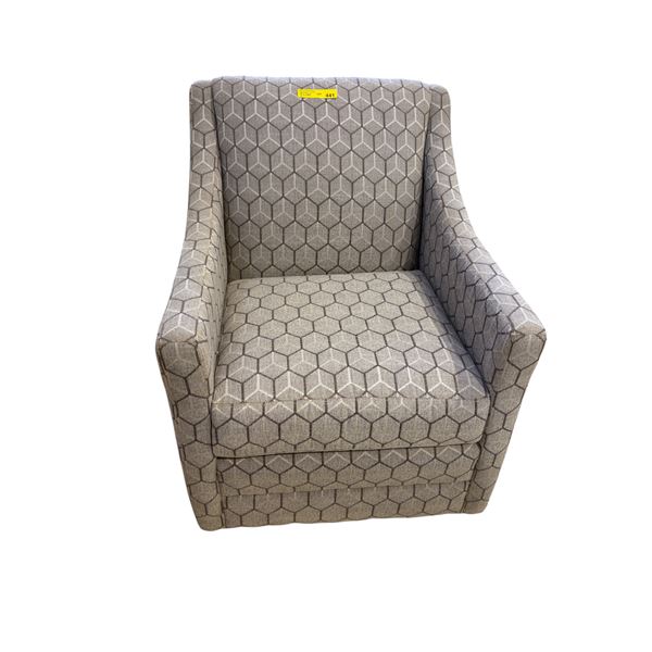 Modern Geometric Honeycomb Swivel Accent Chair - Neutral Grey & Taupe