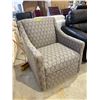 Image 2 : Modern Geometric Honeycomb Swivel Accent Chair - Neutral Grey & Taupe