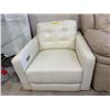 Image 2 : Modern Cream Leather Power Reclining Armchair - Integrated USB Port (missing power adapter)