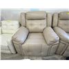 Image 2 : Amax Leather Oversized Taupe Leather Power Recliner - Plush Biscuit-Tufted Back & Pillow Arms (missi