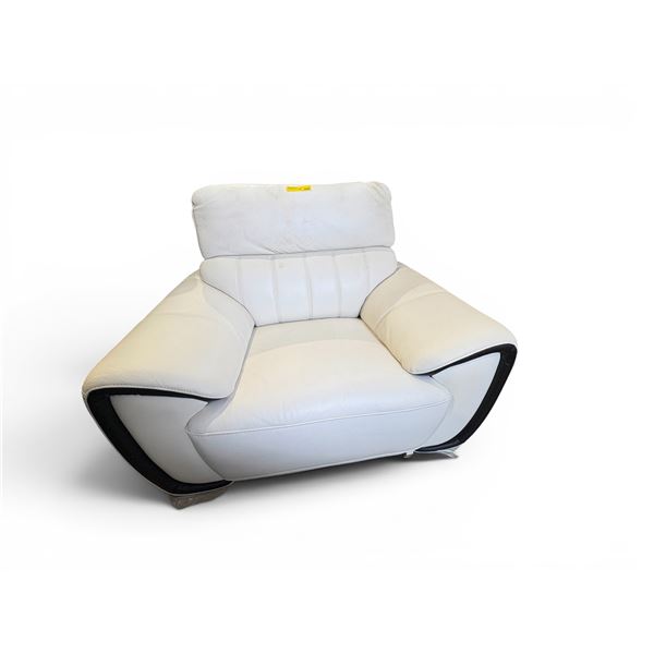 Mazarian Matisse Milano Style Designer Accent Chair - White/Black Leather