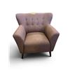 Image 1 : Mid-Century Modern Style Winged Accent Chair - Tufted Mauve Fabric