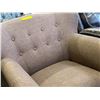 Image 3 : Mid-Century Modern Style Winged Accent Chair - Tufted Mauve Fabric