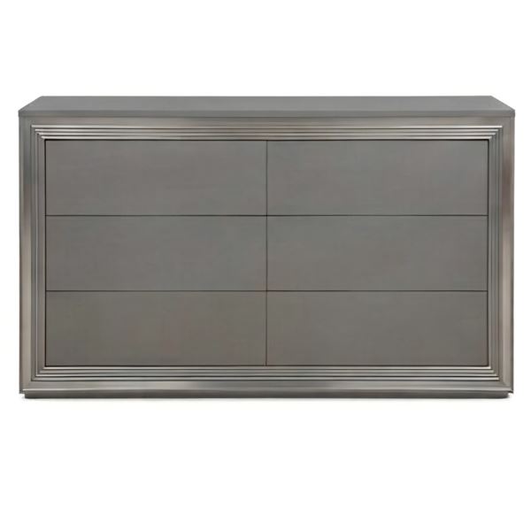 Grey 6-Drawer Dresser handles & legs inside drawer