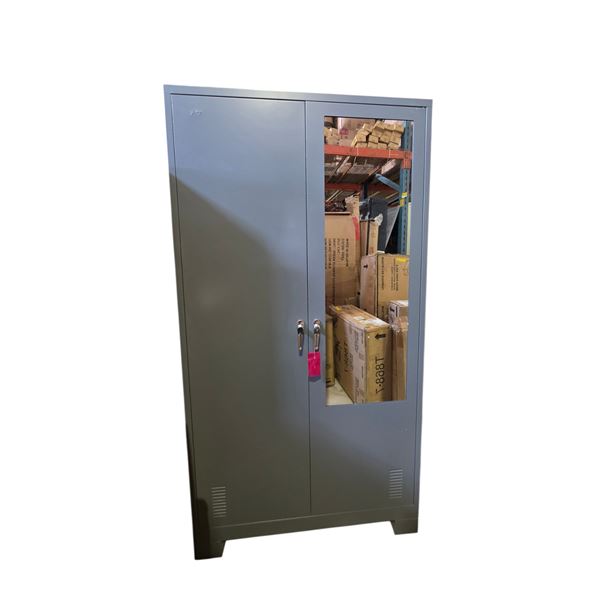 Grey Metal 2-Door Wardrobe Cabinet, h76" x W40" x D19.5"