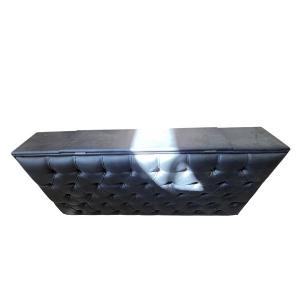 Black Tufted Faux Leather TV-Lift Footboard , H32" x W67" x D12