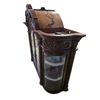 Image 2 : Elegant Ornate Glass Hutch Top - Rich Cherry Finish with Shell Carvings