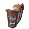 Image 3 : Elegant Ornate Glass Hutch Top - Rich Cherry Finish with Shell Carvings