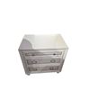 Image 1 : Modern White Glam Nightstand - Upholstered Drawer Fronts & Ring Pulls