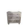 Image 2 : Modern White Glam Nightstand - Upholstered Drawer Fronts & Ring Pulls