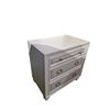 Image 3 : Modern White Glam Nightstand - Upholstered Drawer Fronts & Ring Pulls