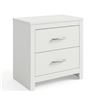 Image 1 : BNIB - Ashley Galano 2-Drawer Nightstand - White Finish with Brushed Nickel Handles