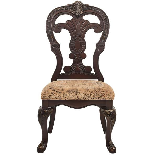 BNIB - Set of 6 Traditional Deryn Park Dining Chair - Rich Cherry & Gold Leaf Accents - 2243S