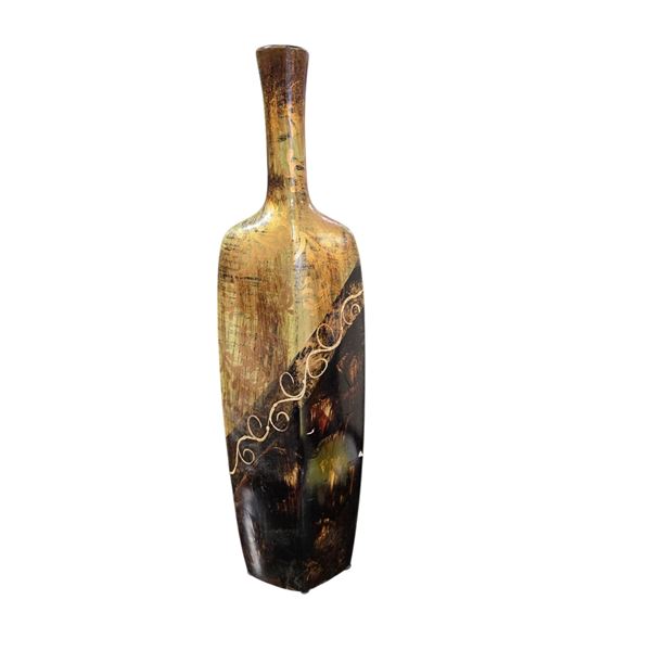 4PC - New 17" Tall Decorative Bottle-Style Table Vases - Textured Gold & Dark Bronze Design