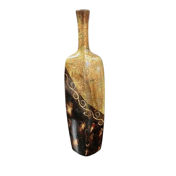 4PC - New 17" Tall Decorative Bottle-Style Table Vases - Textured Gold & Dark Bronze Design