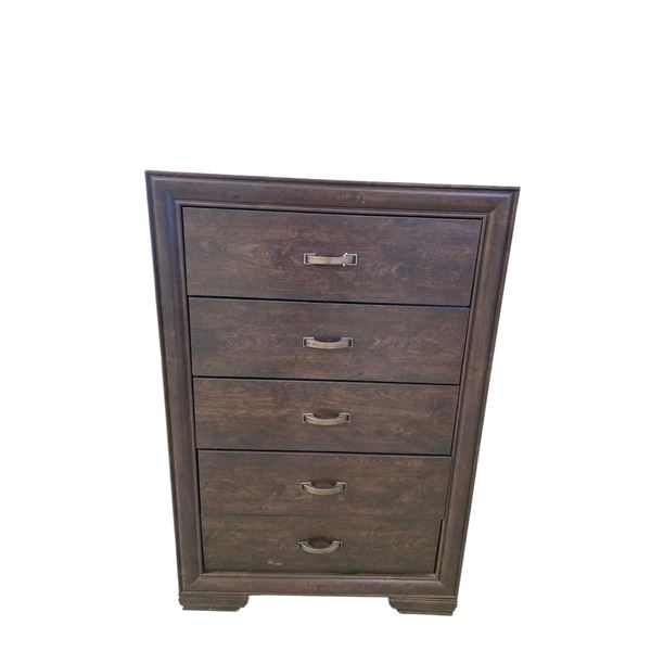 Urban Modern 5-Drawer Bedroom Chest - Dark Walnut Finish