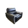 Image 2 : Mazarian Modern Two-Tone Black & White Armchair - Flared "Wing" Arms & Chrome Legs