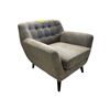 Image 1 : Mid-Century Modern Style Taupe Accent Chair - Button-Tufted Back & Tapered Legs