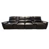 Image 2 : 4-Seat Home Theater Manual Reclining Sectional - Chocolate Leather with Dual Consoles