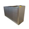 Image 1 : New - Modern Metallic Silver 6-Drawer Dresser - Sleek Stepped-Frame Design (handles and legs inside 