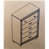 Image 3 : BNIB - Glam Silver Crocodile 5-Drawer Highboy Chest - Mirrored Inlays (handles & legs inside drawers