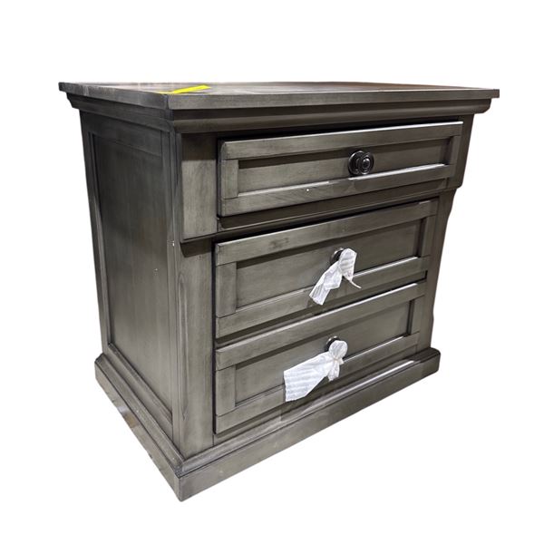 New - Coastal Cottage Style Nightstand - Weathered Grey with Dark Wood Top