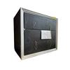 Image 1 : New - Classic Valentino Style 2-Drawer Nightstand - Black Croc Texture & Silver Trim (handles & legs