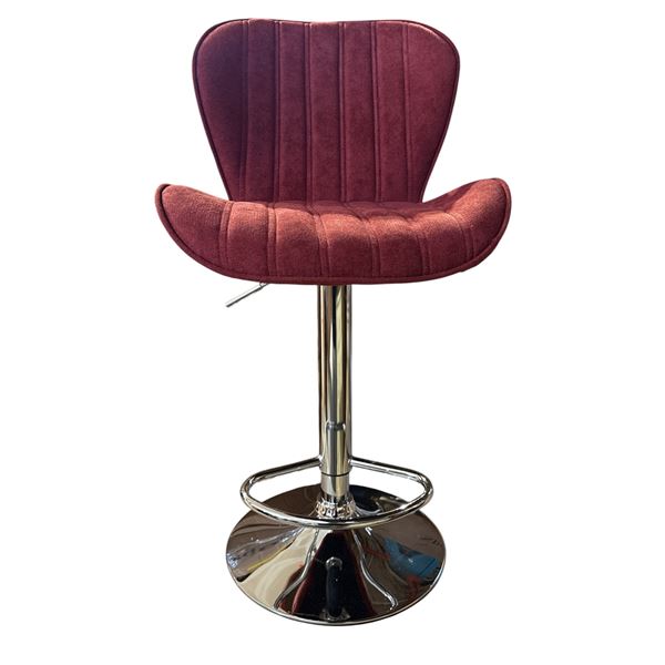 BNIB - Set of 2 New Modern Burgundy Barstools, Gas-Lift Height Adjustable, 360 Swivel, Tufted Fabric