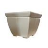 Image 2 : New - Set of 2 Square Champagne Faux Leather Glass Top Side Tables - Tapered Design