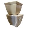 Image 3 : New - Set of 2 Square Champagne Faux Leather Glass Top Side Tables - Tapered Design