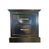 Image 2 : Modern Black 2-Drawer Nightstand - Sleek Matte Finish with Gold Bow-Style Handles