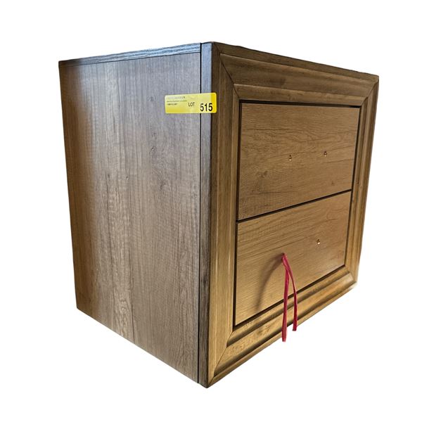 New - Modern 2-Drawer Nightstand - Natural Oak Finish with Beveled Frame Detail (handles and legs in