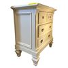 Image 1 : White 3-Drawer Nightstand - Traditional Style with Recessed Side Panels & Turned Feet